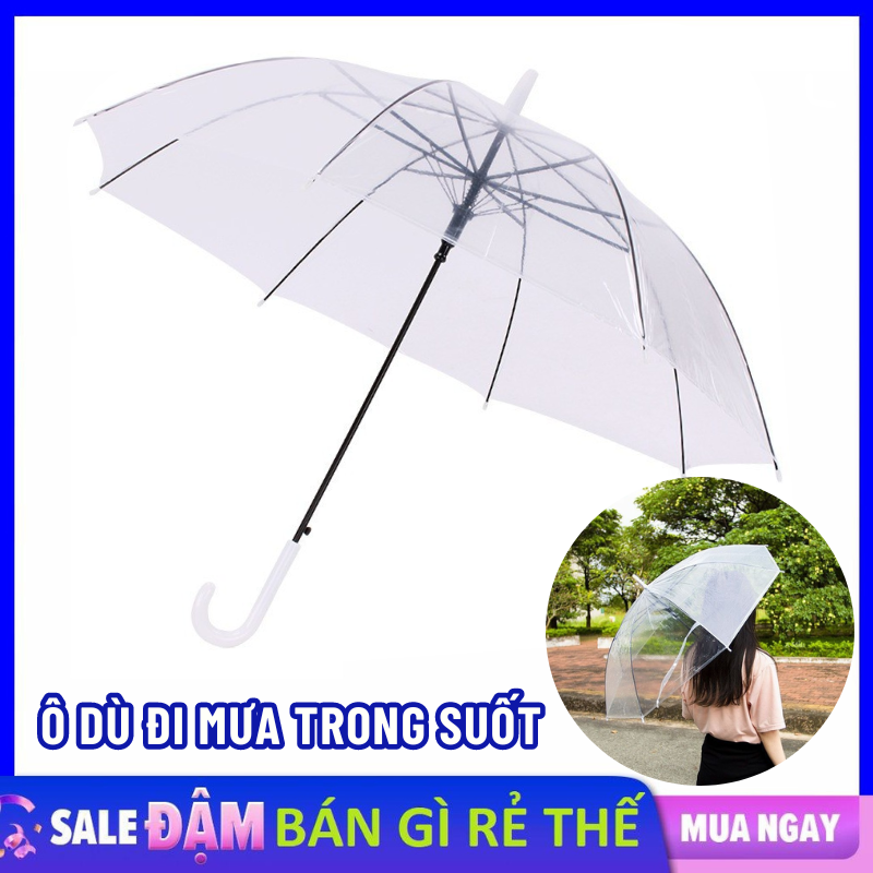 Ô Dù Gấp Gọn Che Mưa , Che Nắng Trong Suốt Chống Thấm Nước Loại Dày 8 Nan – Dù Trong Suốt Cầm Tay Cao Cấp