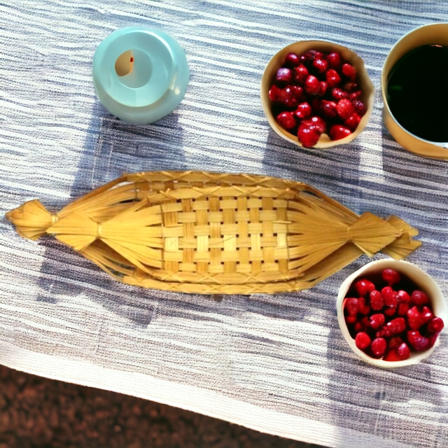 Đĩa tre hình thuyền trang trí decor