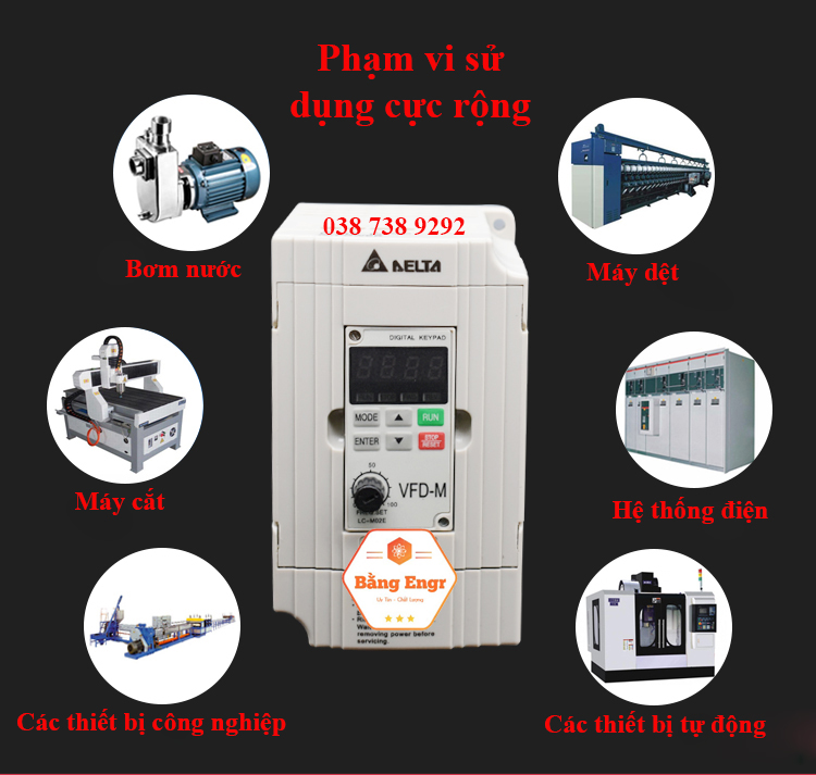 Biến tần Delta VFD-M vào 3 pha 380v Ra 3 pha 380v