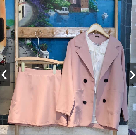 Set vest blazer + chân váy trơn nhiều màu