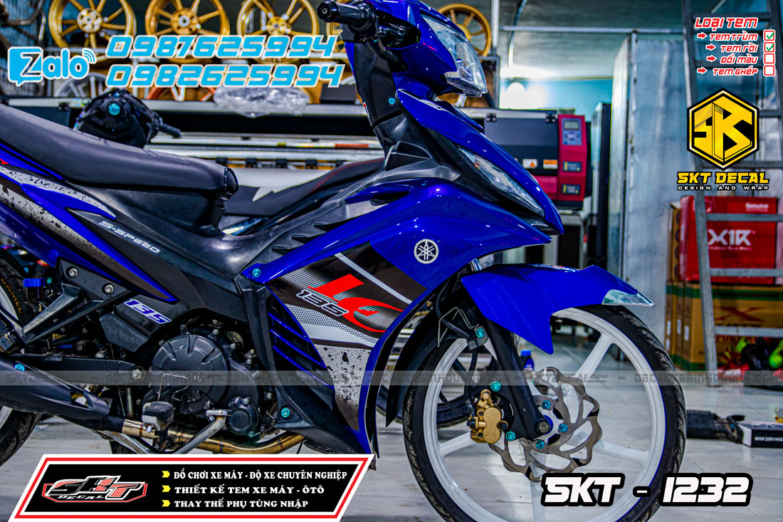 tem trùm exciter 135 xanh đen bạc lc