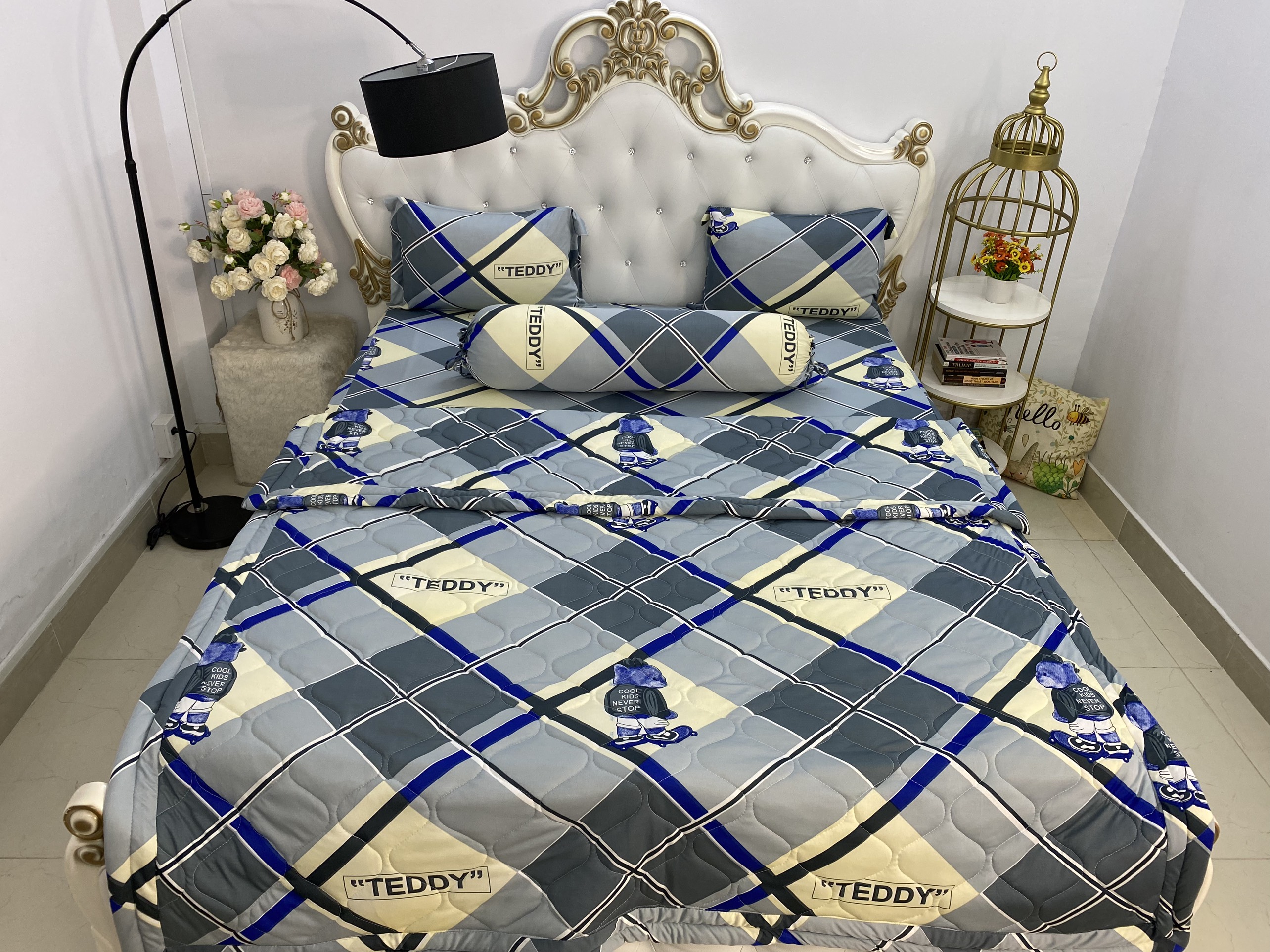 [HCM]Bộ chăn drap gối  thun Hàn Quốc loại 1 có mền 5 món ( 1 drap + 1 chăn chần bông + 3 áo gối) đủ size