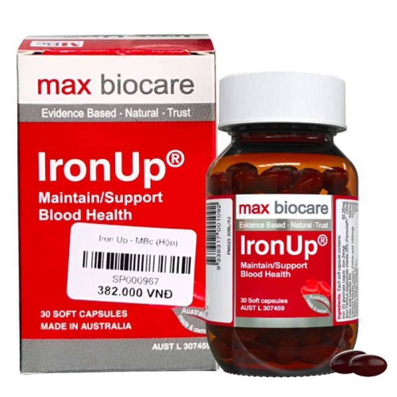 Iron Up – Hỗ trợ bổ sung sắt, bổ máu và hỗ trợ duy trì lượng máu bình thường (Lọ 30 viên) cao cấp