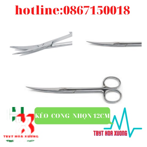 Kéo y tế cong nhọn 12,14,16,18,20cm