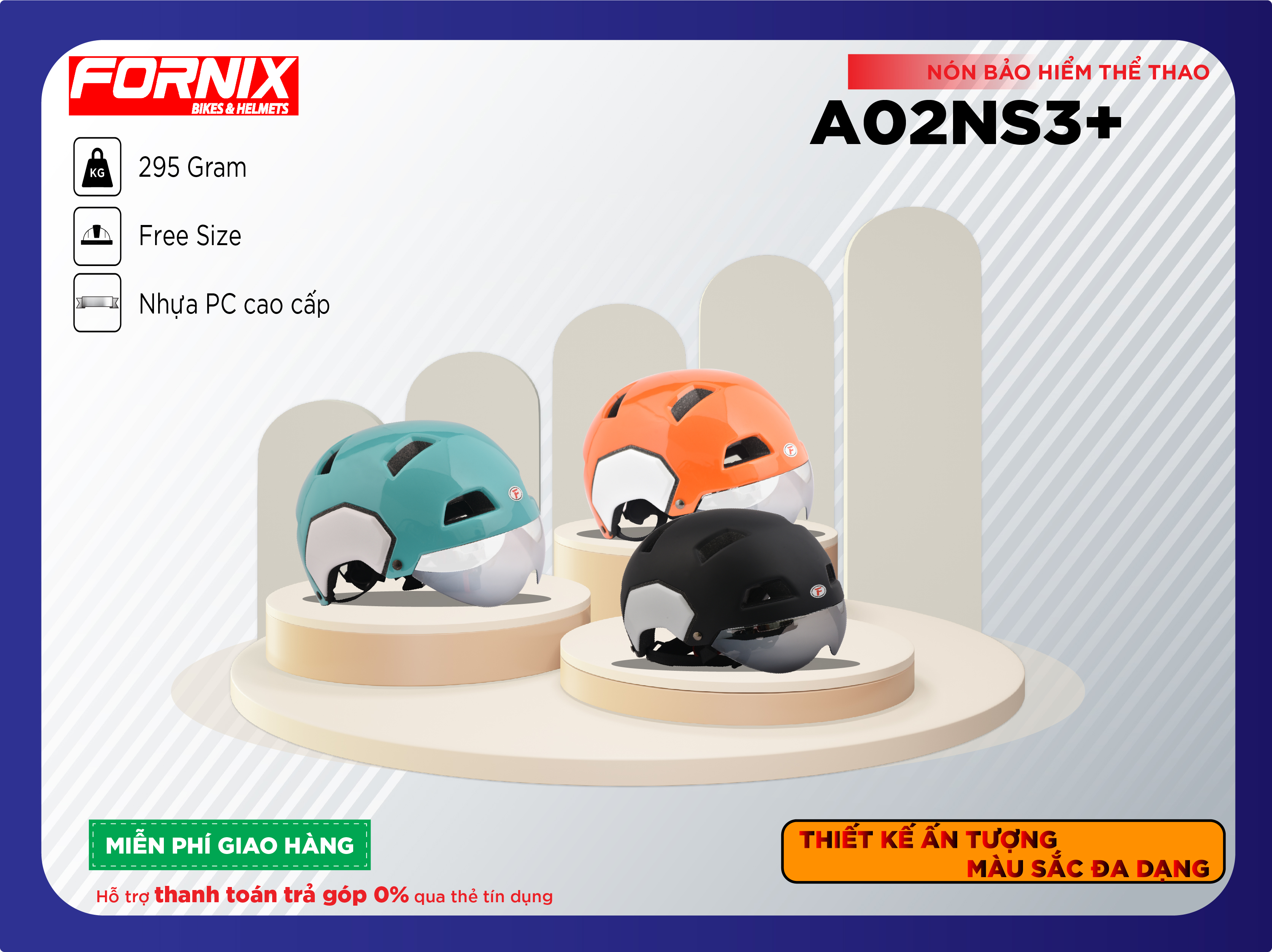 Nón Bảo Hiểm Thể Thao - FORNIX S3 - Không kính
