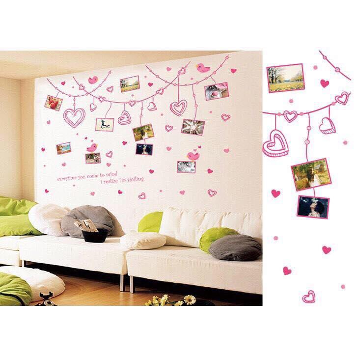 decal dán tường dây leo khung ảnh tình yêu