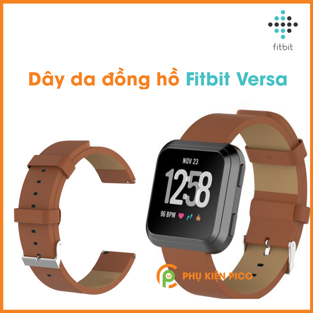 Dây da đồng hồ Fitbit Versa da bò cao cấp