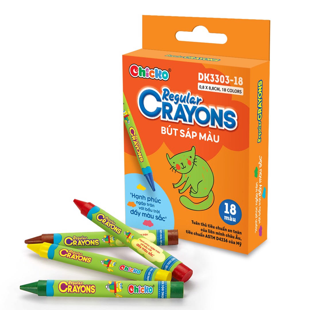 Bút sáp 18 màu regular crayons - an toàn cho trẻ nhỏ