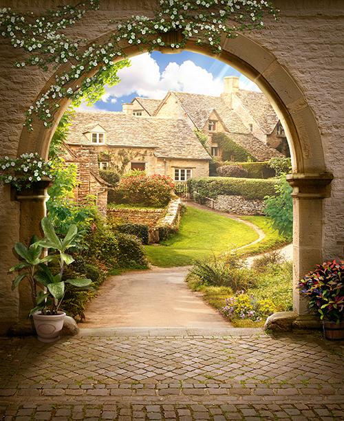 Tranh dán tường VTC Cổng vòm đẹp UD1169 kim sa