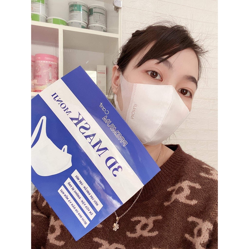 [ CHÍNH HÃNG ] Khẩu trang 3D MASK MONJI  Công nghệ Nhật Bản ( 50 cái / Hộp )
