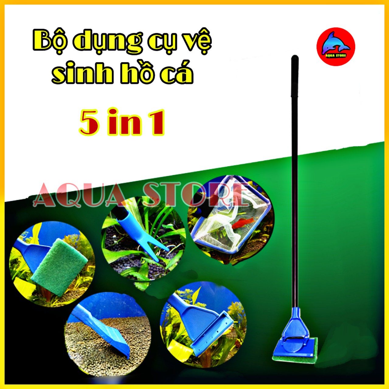 Trọn bộ dụng cụ dọn vệ sinh hồ Cá Cảnh 5 trong 1