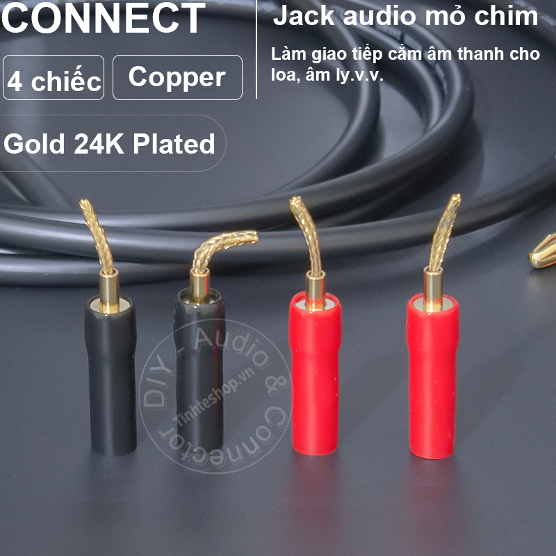 Rắc cắm Loa Âm ly mỏ chim mềm 4 chiếc - Jack mỏ chim mềm