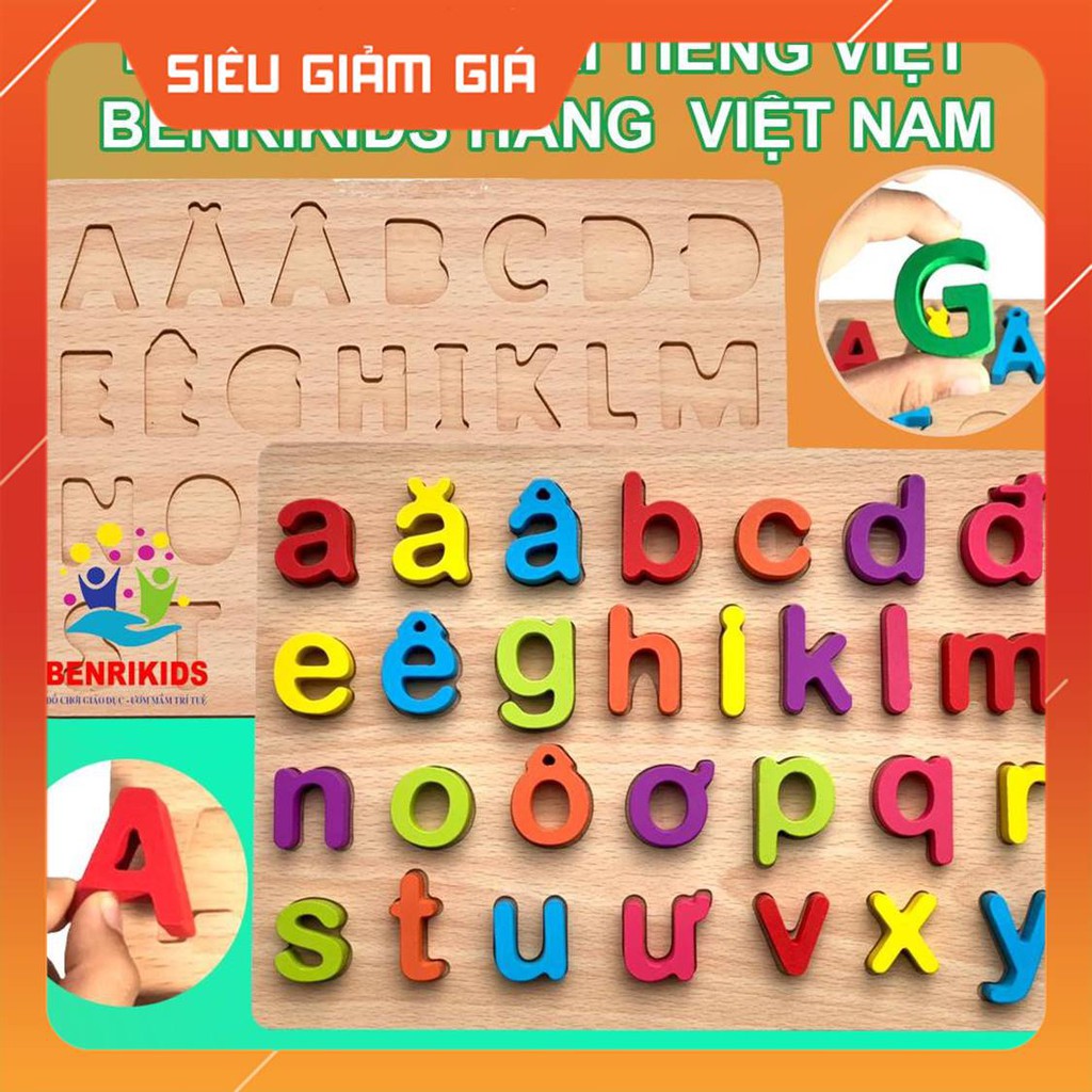 Bảng chữ cái gỗ,đồ chơi bảng chữ cái nổi tiếng việt chữ thường bằng gỗ hàng việt nam cho bé học chữ cái
