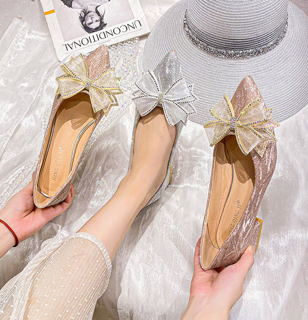 Giày Gót Vuông Đính Nơ Big Size _ HÀNG CÓ SẴN (size 40➡️43)