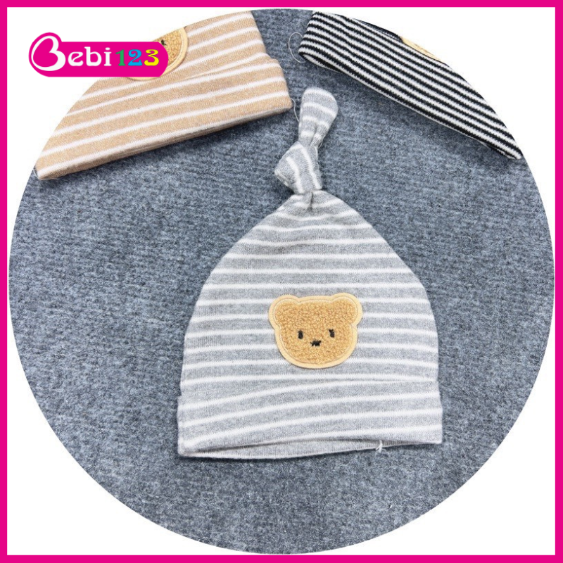 Mũ kẻ sọc hình gấu cho bé 0-6 tháng