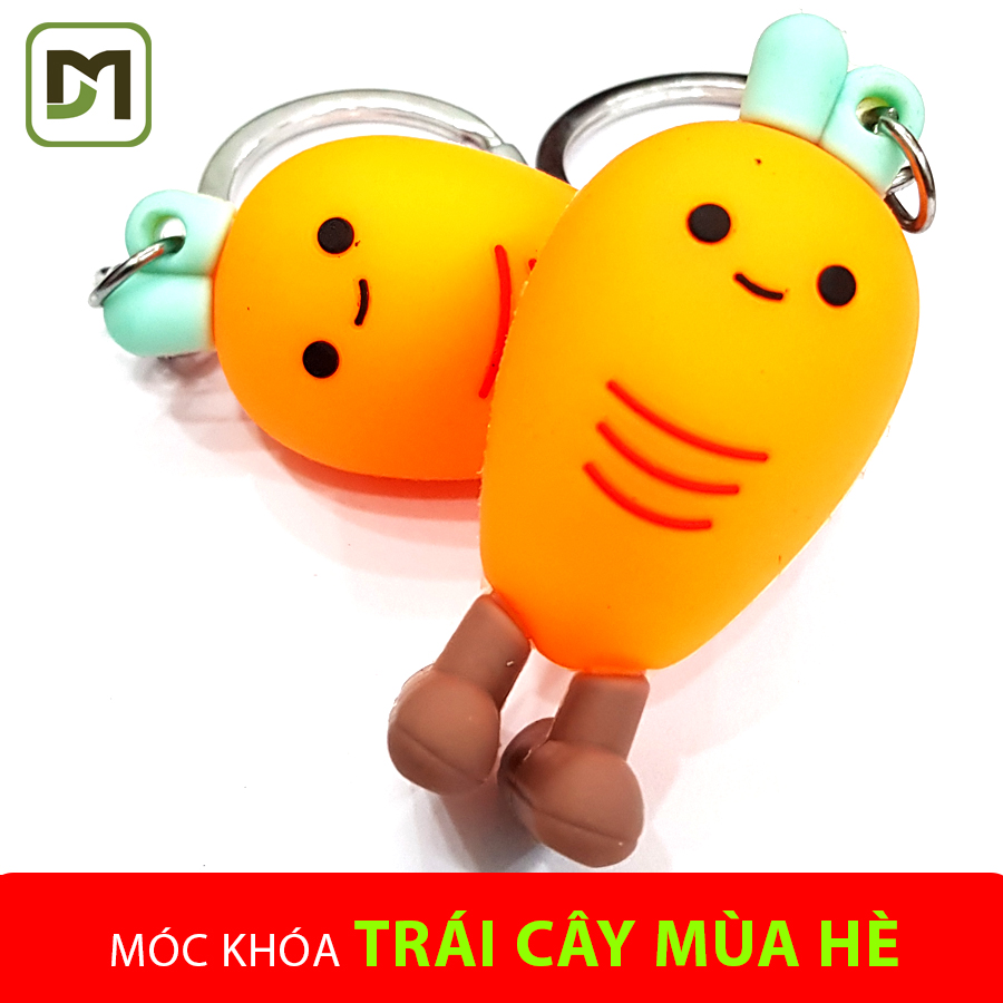 BST Móc khóa trái cây màu hè sầu riêng, bơ, cà rốt, dâu đỏ, xương rồng dễ thương nhựa cao cấp