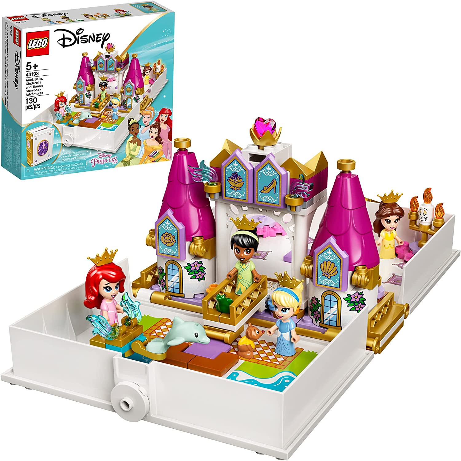 LEGO DISNEY PRINCESS - Câu chuyện phiêu lưu của Ariel, Belle, Cinderella và  Tiana - 43193 - Đồ chơi Lego cho bé gái, tuổi 5+ (130 pcs) 