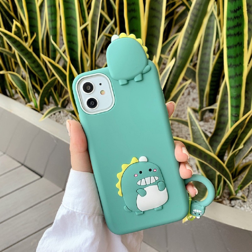 Ốp Lưng Iphone - Combo Ốp SIlicon và Airpods Case KHỦNG LONG BỜM VÀNG