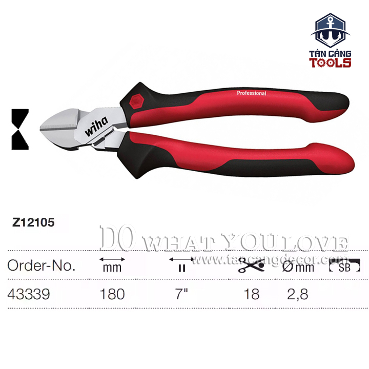 Kìm Cắt 180 mm Wiha 43339