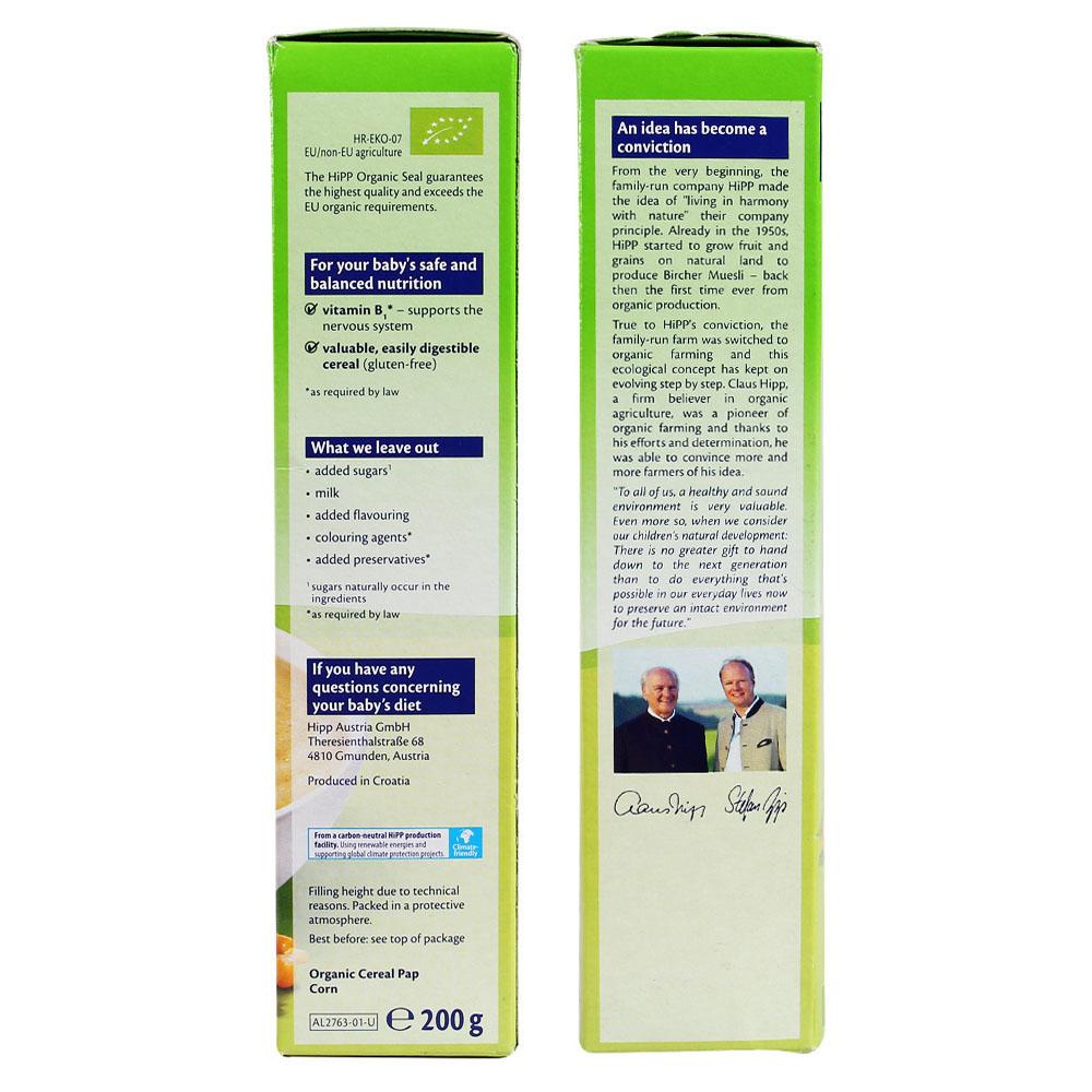 Bột Ăn Dặm HiPP 100% Corn (Bột Ngũ Cốc Bắp Non hữu cơ 100%) Hộp 200g (Cho trẻ từ 4 tháng tuổi)