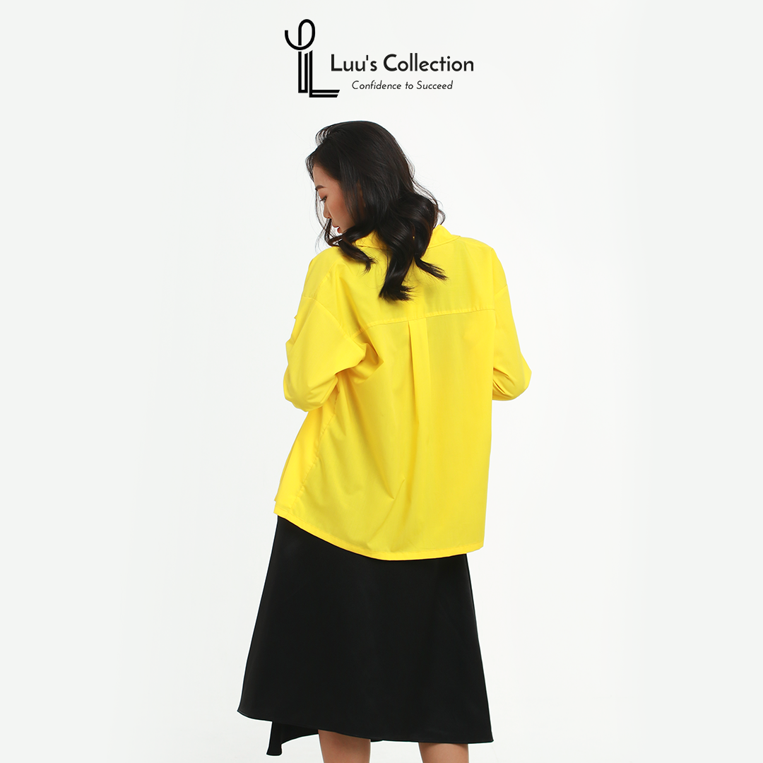 Chân Váy Midi Đắp Tà Màu Đen Và Vàng Đồng Chất Vải Lụa Luu's Collection