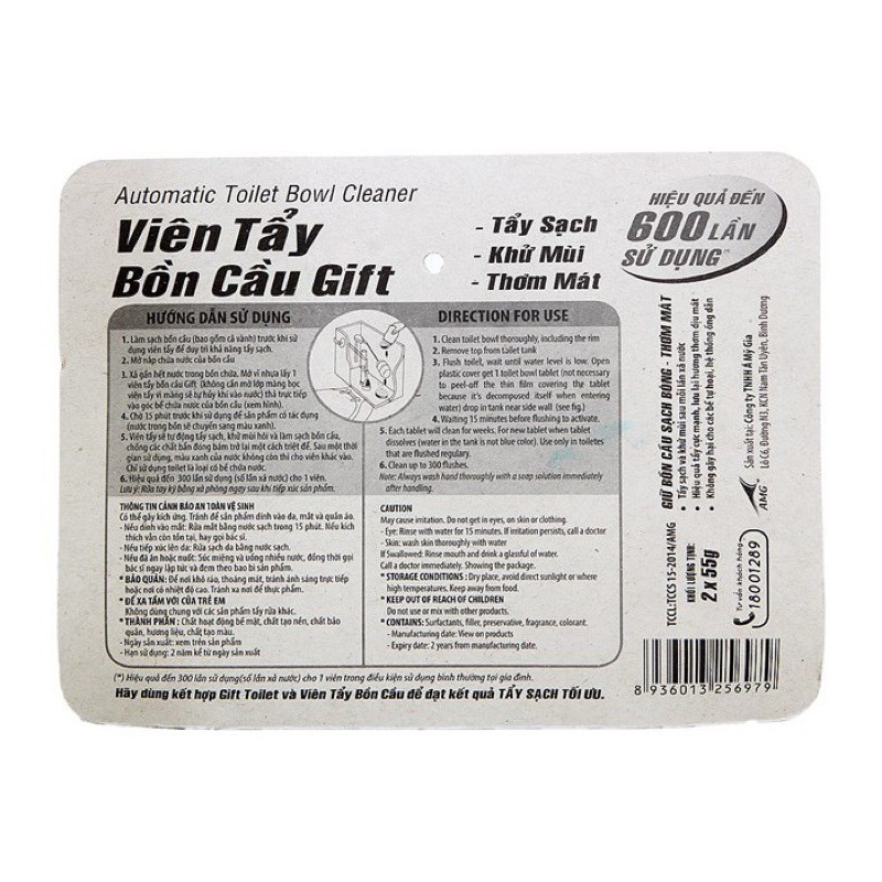 Viên tẩy bồn cầu Gift. (Vỉ) 4 viên)