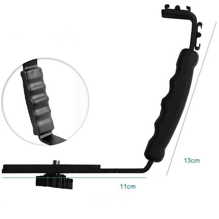 Thanh Bracket chữ L gắn đèn Led Microphone Flash 2 chân hot shoe