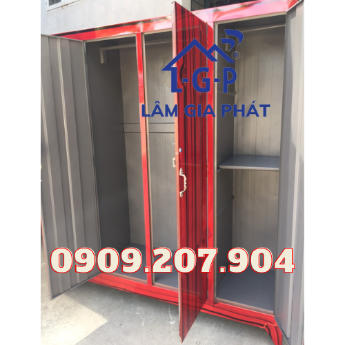 TỦ SẮT ĐỰNG ÁO QUẦN CHẤT LIỆU SƠN DẦU 4 CÁNH