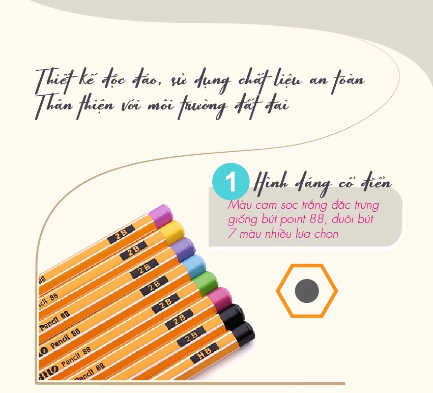 Combo bộ bút chì gỗ STABILO Pencil 2B đầu đen PC88
