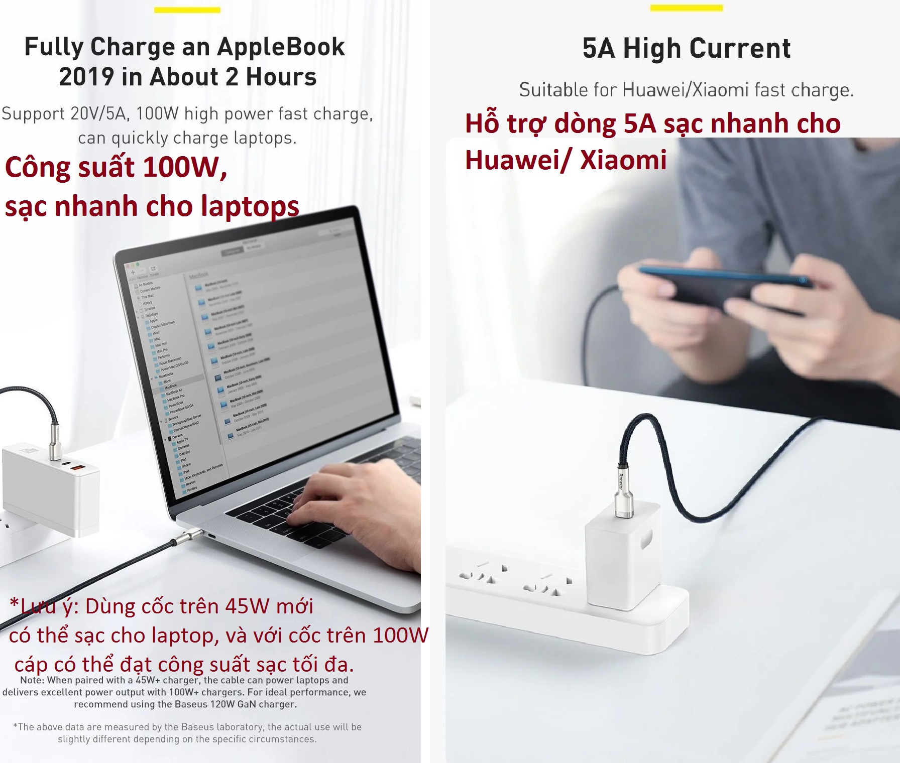 Cáp sạc C to C 100W Baseus Cafule Series Metal Data Cable (1m/ 2m)
