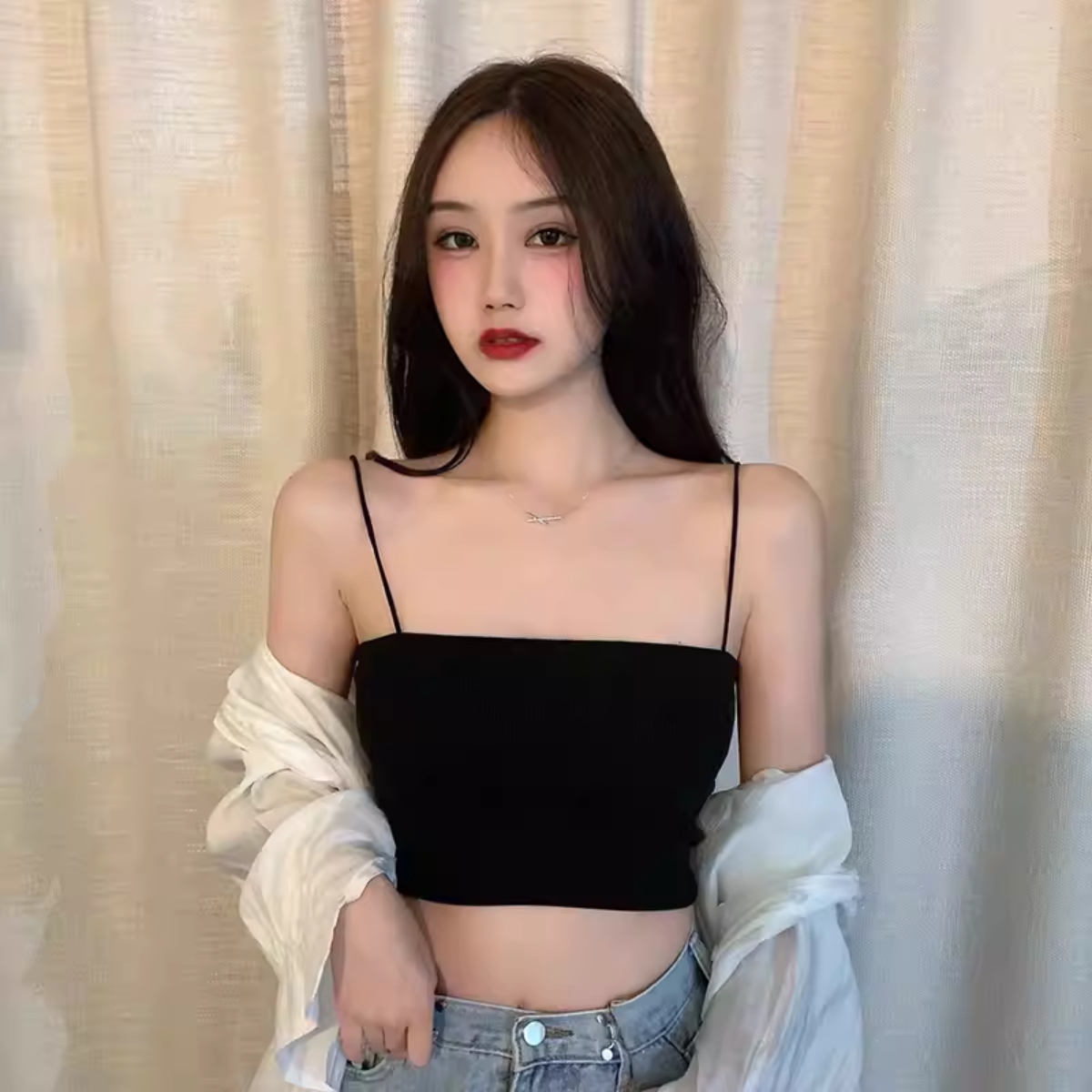 Áo croptop 2 dây sợi bún A5199