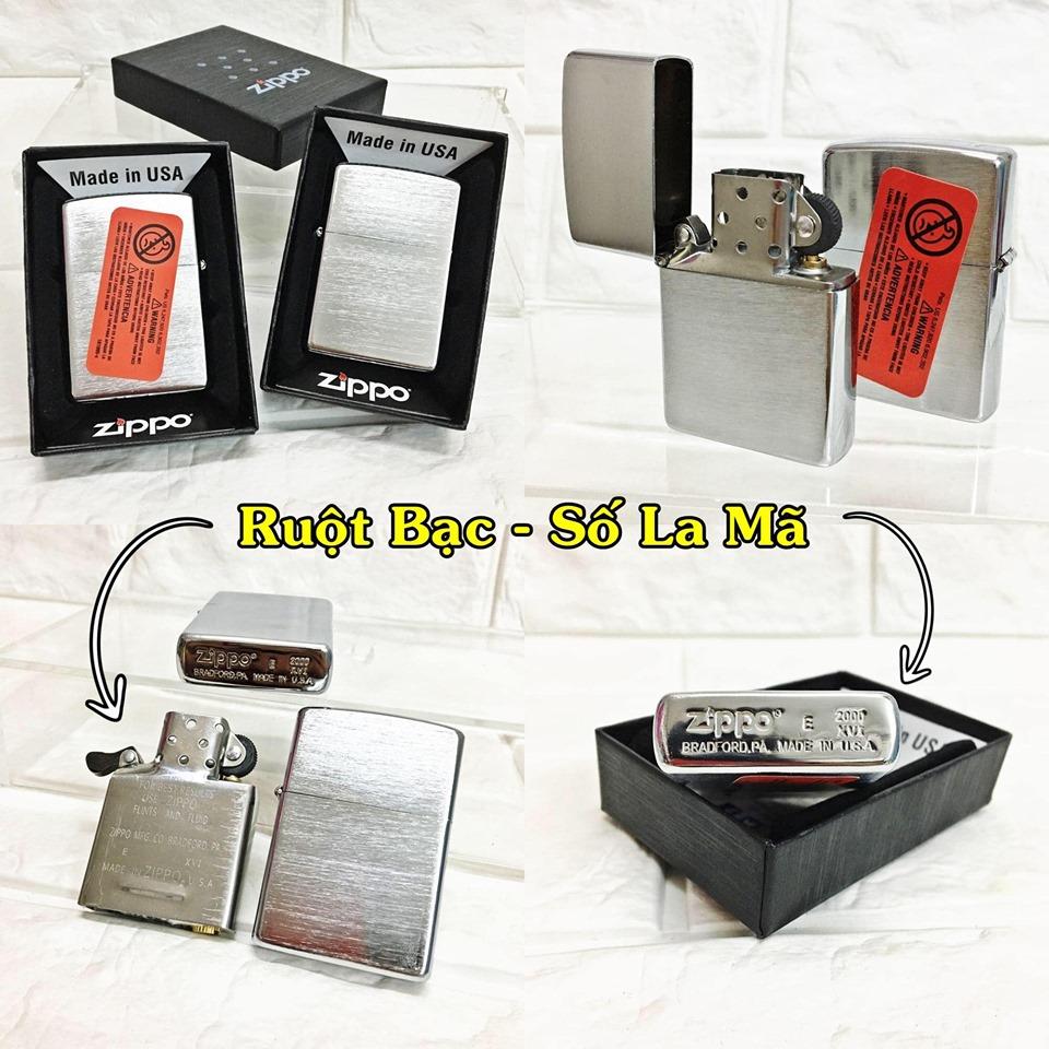 Hột Quẹt Bật Lửa Zippo U.S.A Số La Mã Bạc Xước( Có tem đỏ )