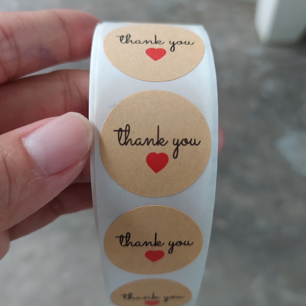 Cuộn 500 Sticker Dán Họa Tiết Thank You Nhiều Mẫu