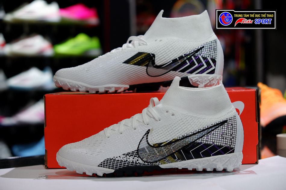 Giày đá bóng Mercurial Superfly 7 Elite TF - Trắng Đen