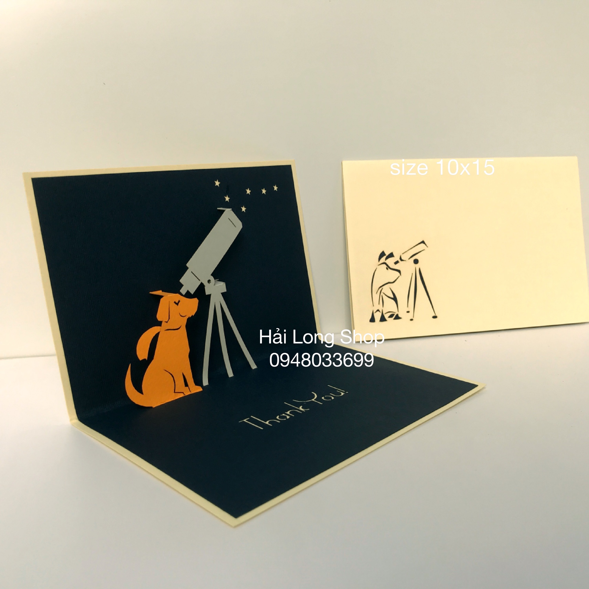 Con Chó 1 ( ngắm sao ) - Dog - Thank you - Thiệp 3D