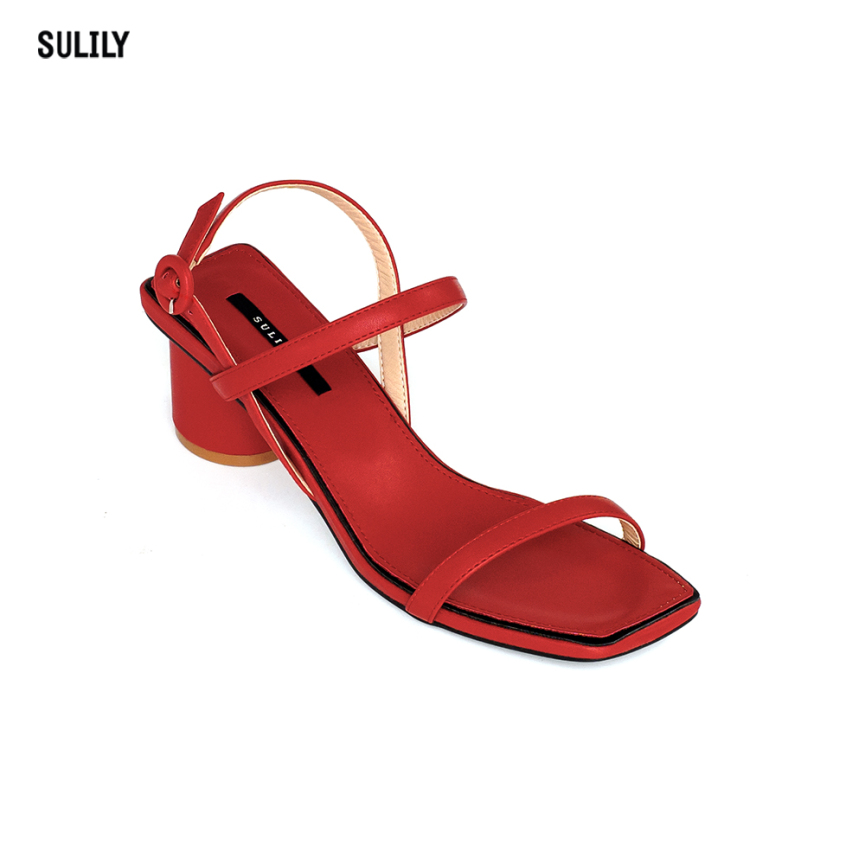 Giày Sandal Gót Trụ 5 phân Sulily SGT1-II20 màu đỏ giá rẻ