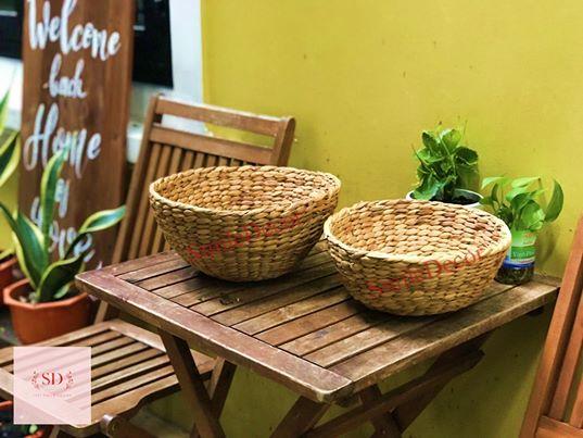 Combo 2 tô tròn đựng trái cây đan lục bình Smile Decor