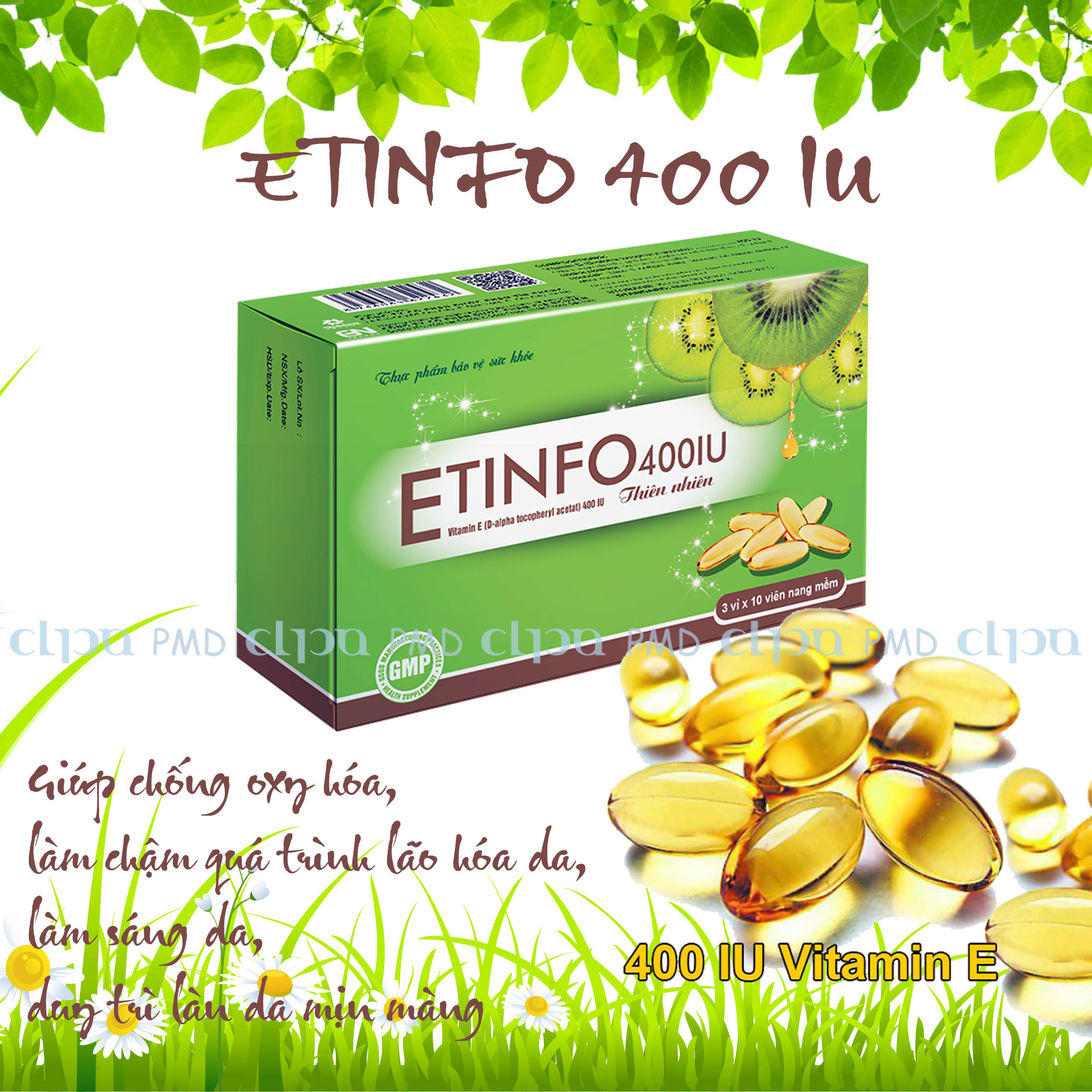 VIÊN UỐNG BỔ SUNG VITAMIN E _ ETINFO 400IU (Hộp 3 Vỉ x 10 viên nang)