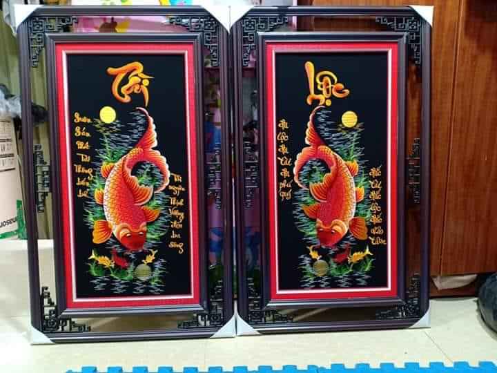 tranh thêu vi tính thành phẩm tài lộc chưa khung