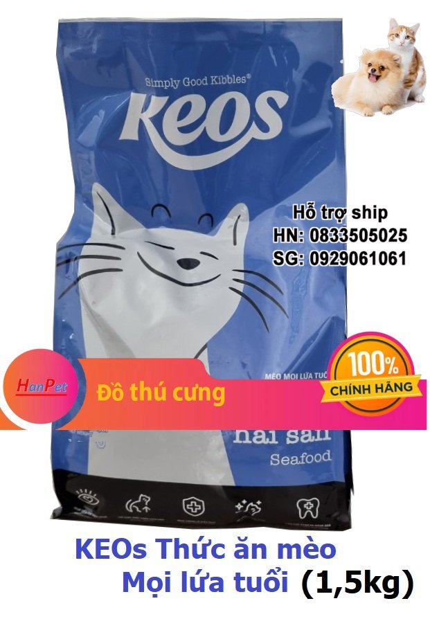 Hanpet - KEOS Thức ăn dành cho mèo mọi lứa tuổi - thức ăn cho mèo