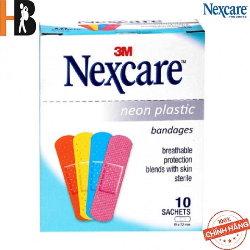 Băng keo cá nhân màu Neon Plastic 10 gói/hộp ( 1 gói/ 9 miếng) Nexcare 3M nhập khẩu