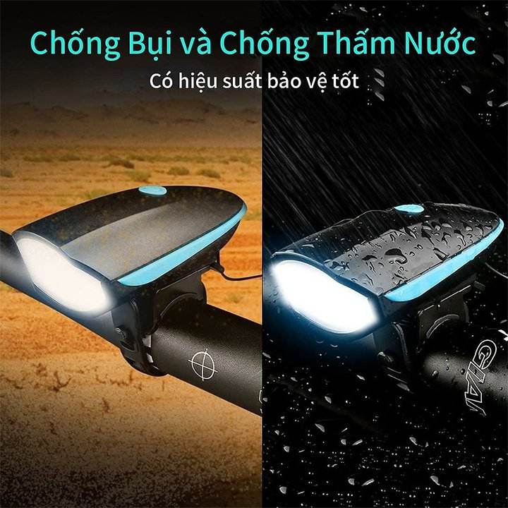 Đèn xe đạp có còi sạc usb chống nước HJ7588