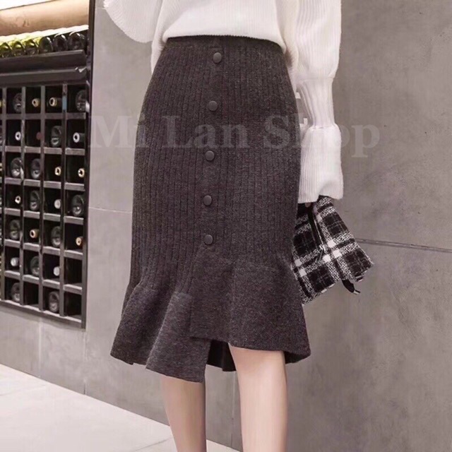 Chân váy len cúc đuôi cá sang chảnh