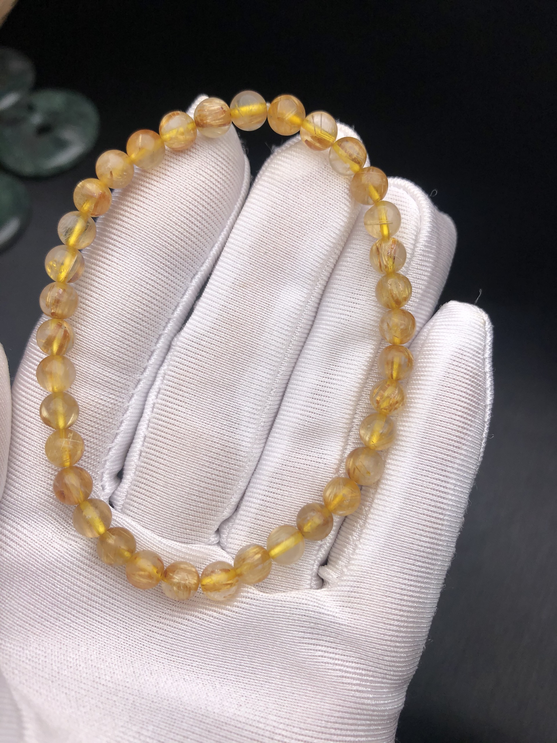 [FreeshipMAX] vòng tay đá thạch anh tóc vàng 5mm tự nhiên hàng 7A