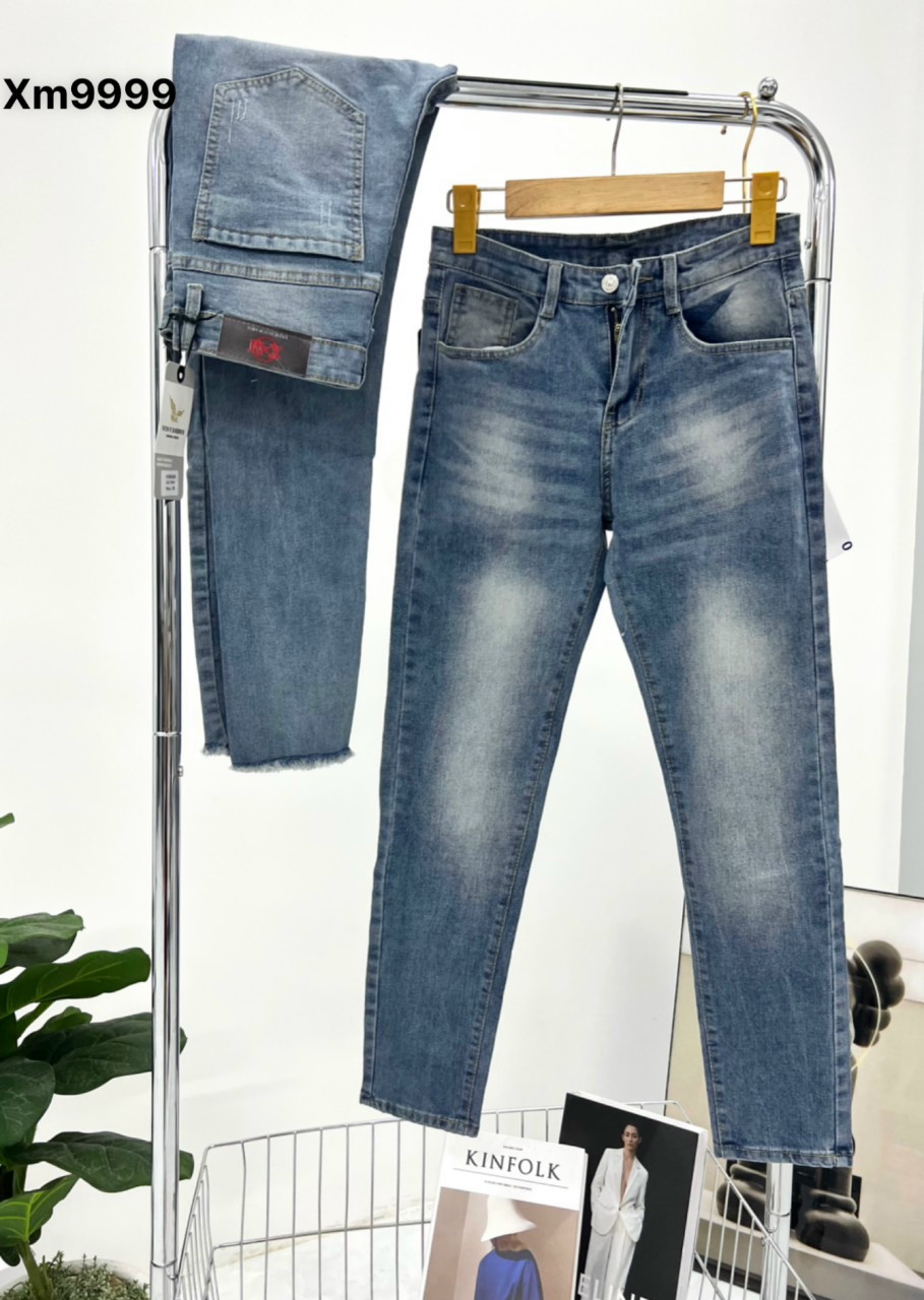 (Ảnh thật) Quần Jean Nam Quần Bò Nam Xanh Trơn Wat Bạc Basic