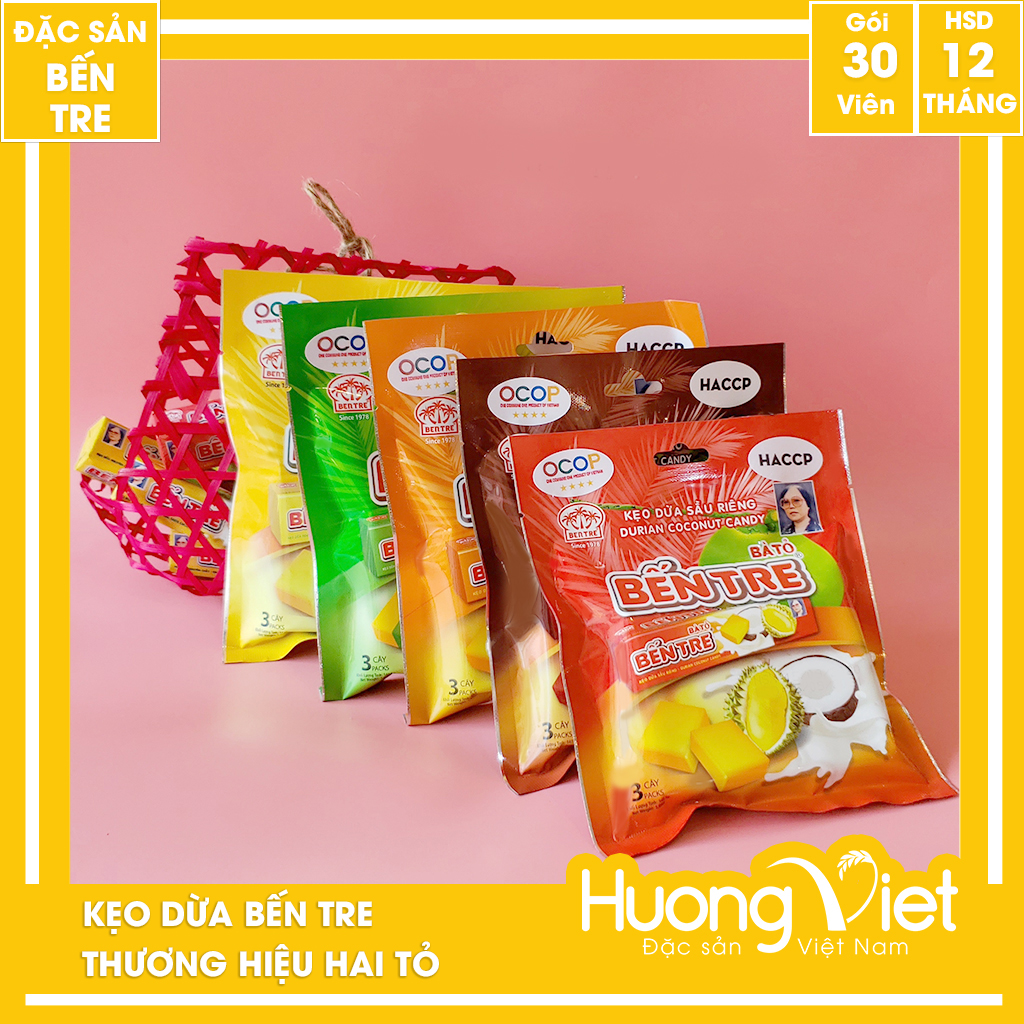 Kẹo dừa Lá Dứa Bến Tre Hai Tỏ 150gr