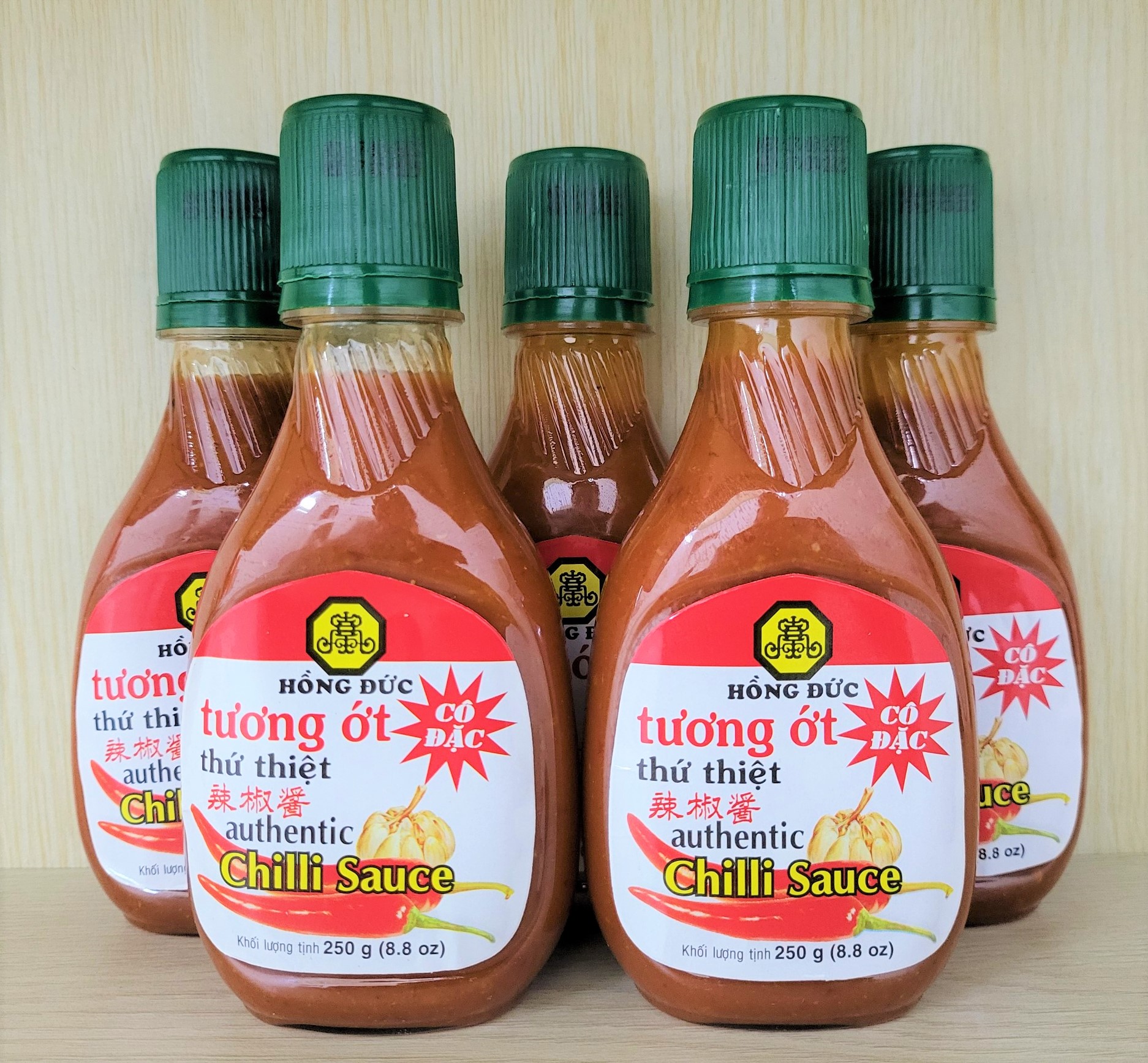 Set 5 chai 250g TƯƠNG ỚT CÔ ĐẶC SIÊU CAY HỒNG ĐỨC Authentic Chilli Sauce