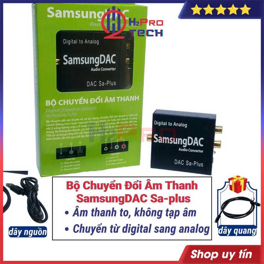 Bộ Chuyển Đổi Âm Thanh Từ Tivi Ra Loa SamsungDAC Sa-Plus Tiếng To - Chống Nhiễu, Tặng Dây Quang 1M - H2pro Tech