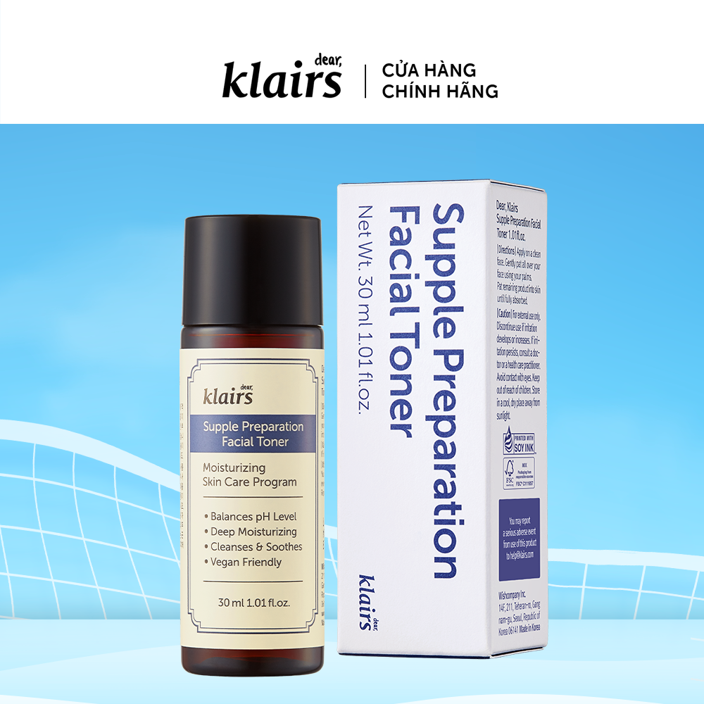 Nước hoa hồng Dear Klairs Supple Preparation Toner mini 30ml