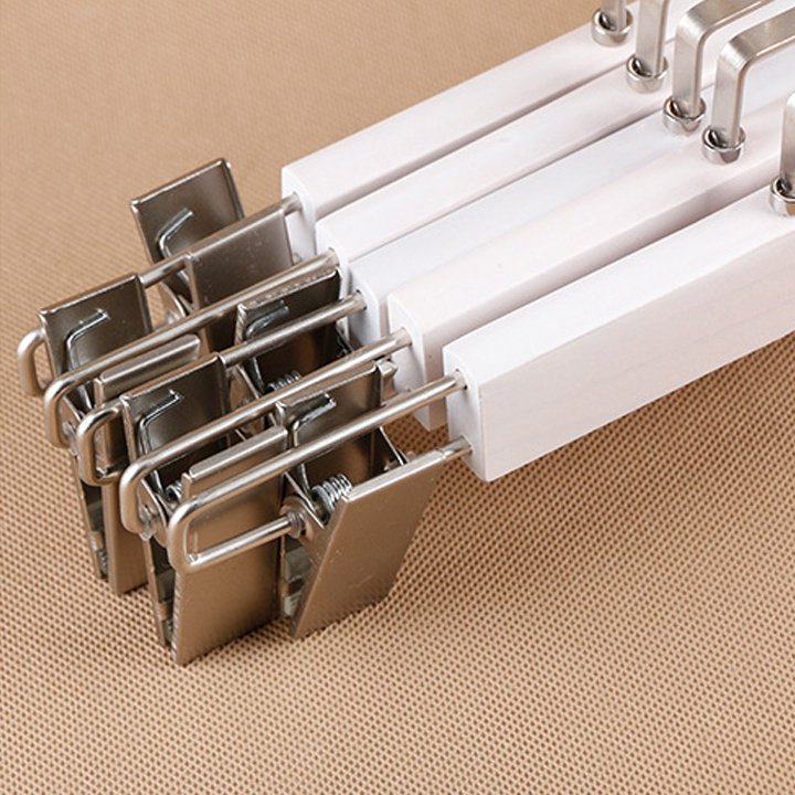 Móc Kẹp Váy Quần Gỗ Trắng Cao Cấp 32cm ( Bộ 10 móc )